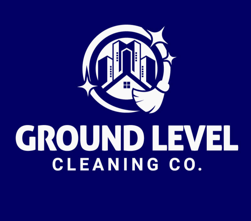 Ground Level Lawn Care logo with lawn mower and palm trees, offering professional landscaping and mowing services in St Petersburg.